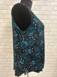 Teal Print Jazz Tank - Blue Sky