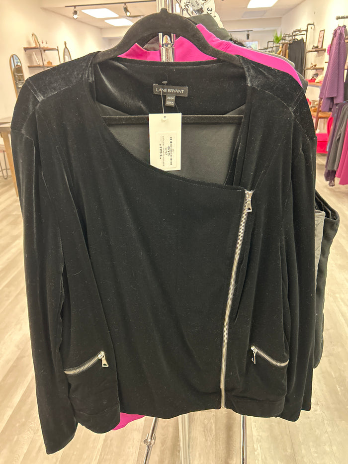Black Velvet Zip Jacket - Lane Bryant