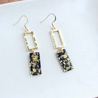 Raya Earrings | Black with Gold Flakes