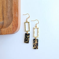 Raya Earrings | Black with Gold Flakes