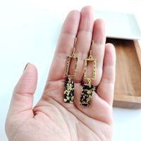 Raya Earrings | Black with Gold Flakes