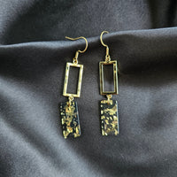 Raya Earrings | Black with Gold Flakes