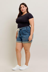 High Waist Cuff Jogger Shorts