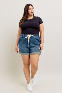 High Waist Cuff Jogger Shorts