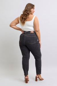 Mid Rise Tummy Control Slim Jeans | Washed Black