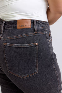 Mid Rise Tummy Control Slim Jeans | Washed Black