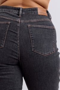 Mid Rise Tummy Control Slim Jeans | Washed Black