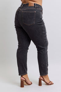 Mid Rise Tummy Control Slim Jeans | Washed Black