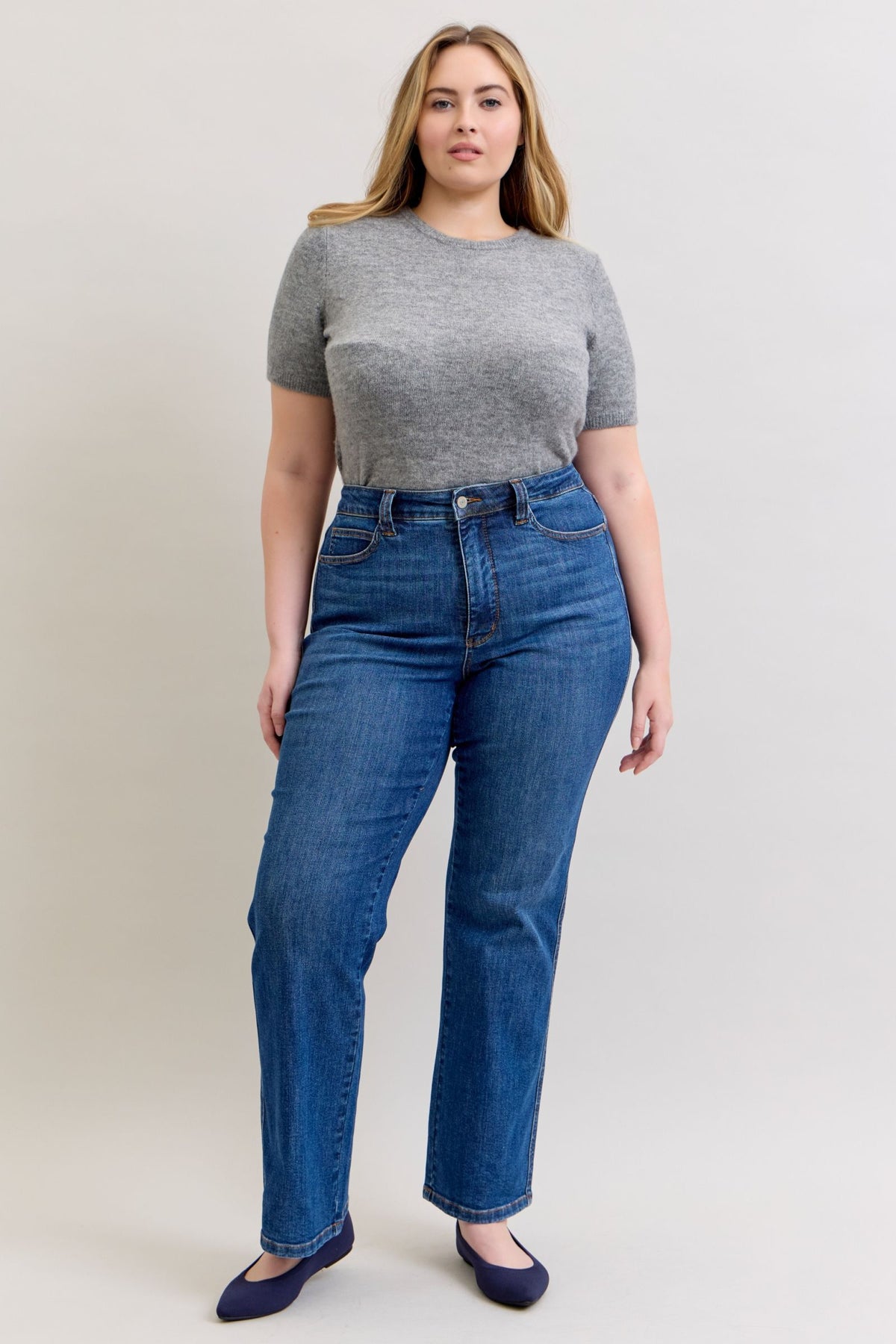 High Waist Tummy Control Straight Leg Jeans