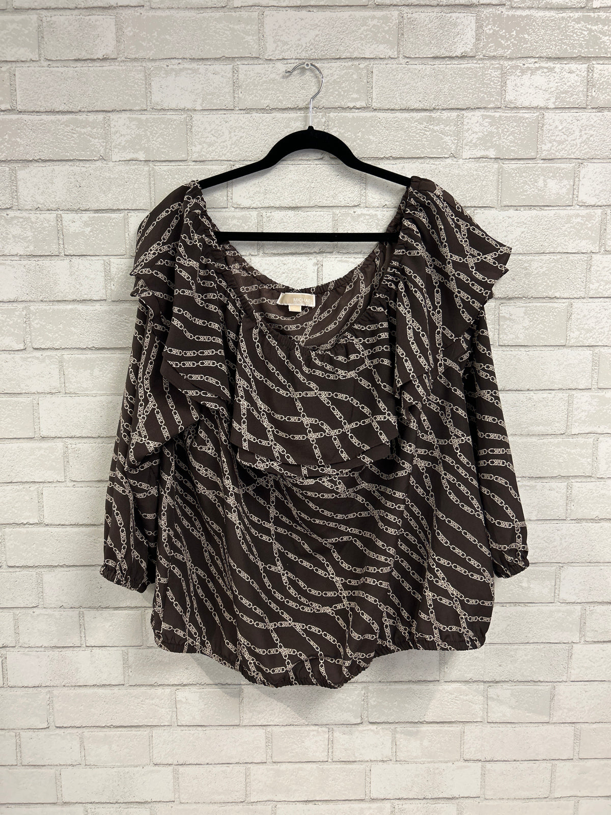Brown Chain Print Blouse - Michael Kors