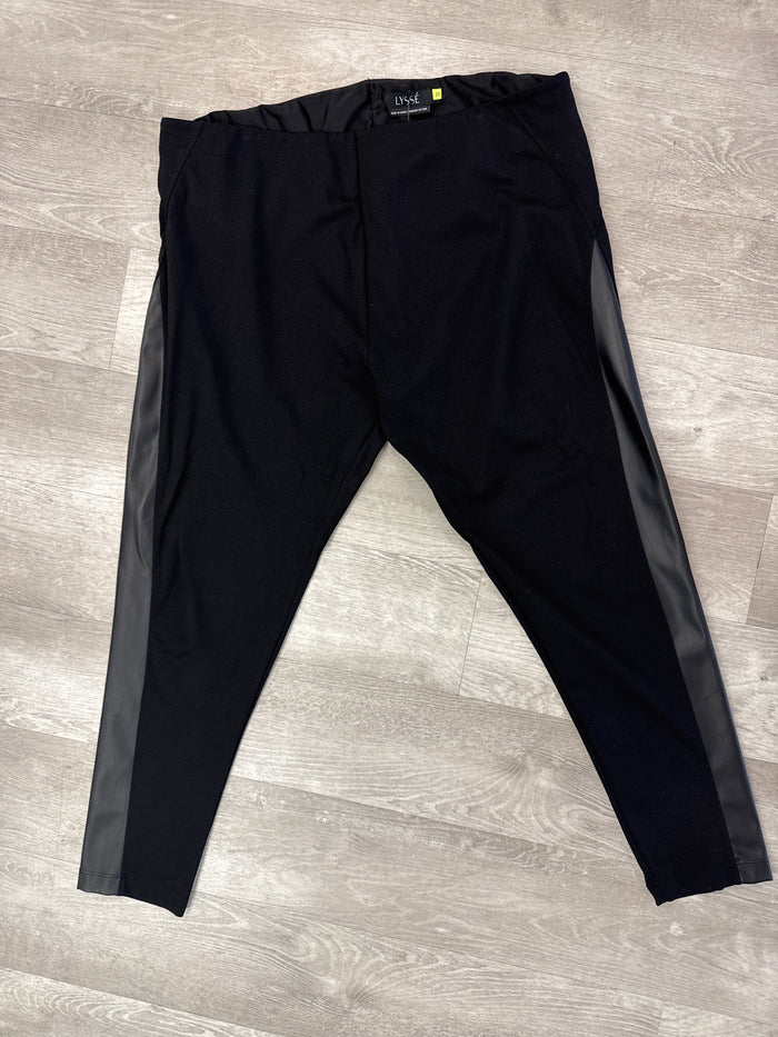 Leather Inset Blk Ponte Legging - Lysse