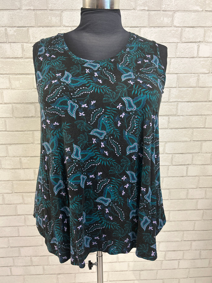 Teal Print Jazz Tank - Blue Sky