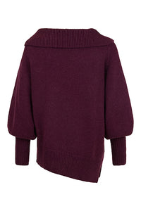 Floral Asymmetric Sweater | Prune