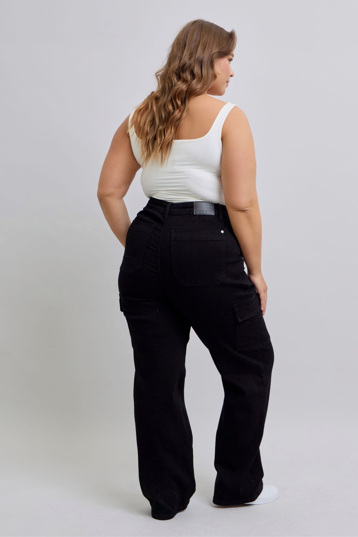 High Waist Cargo Wide Leg Jeans | Black