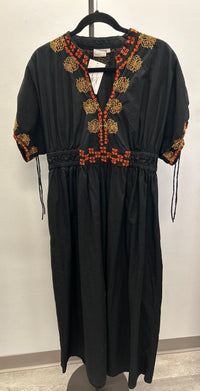 Black Maxi Dress w/ Orange/Yellow Floral - eShakti