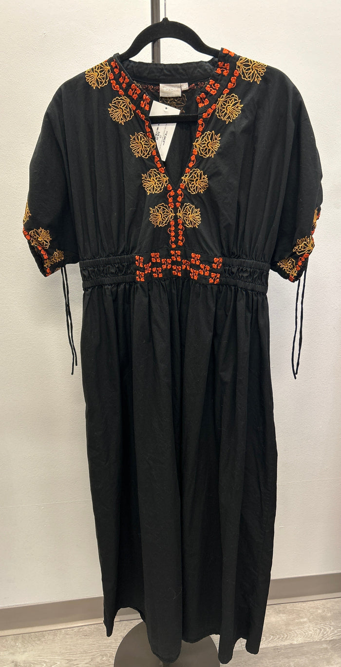Black Maxi Dress w/ Orange/Yellow Floral - eShakti