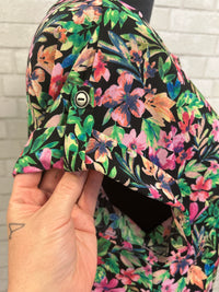 Dear Scarlett Short Sleeve Lizzie Top - Blk Floral