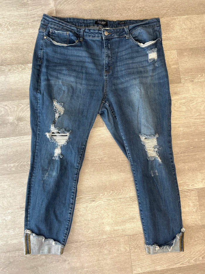 Judy Blue Cuffed Distressed Jeans