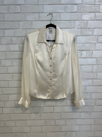 Cream Silk Button Front Blouse - Draper & Damons