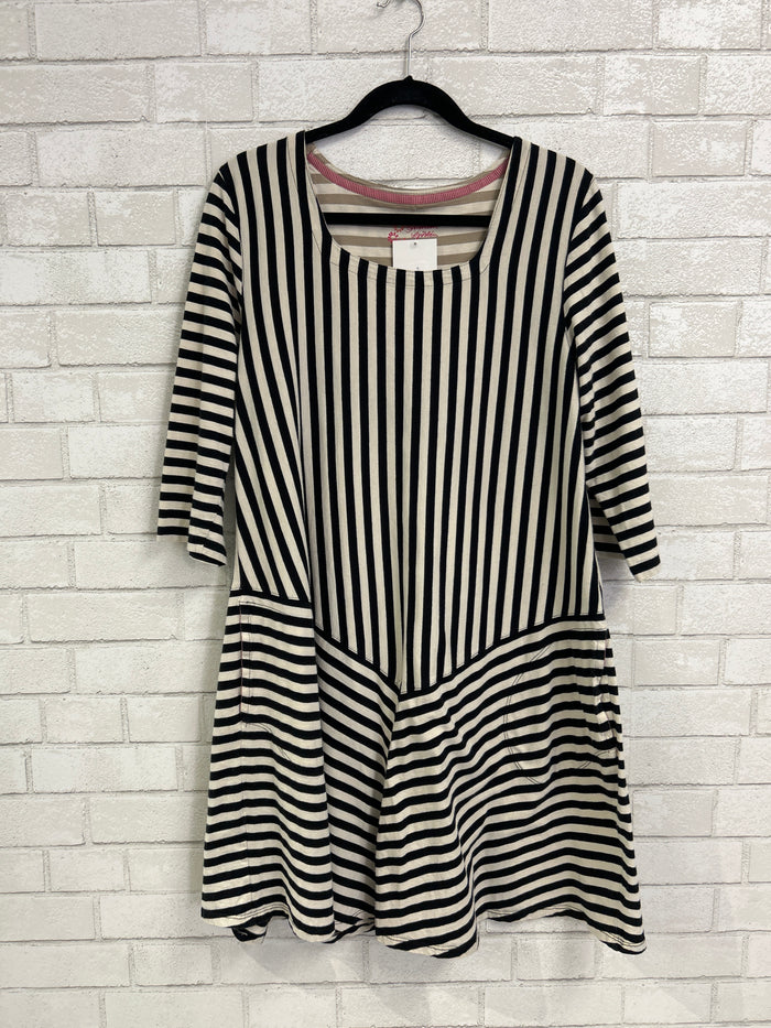 B/W Striped Dress - Gundrun Sjoden