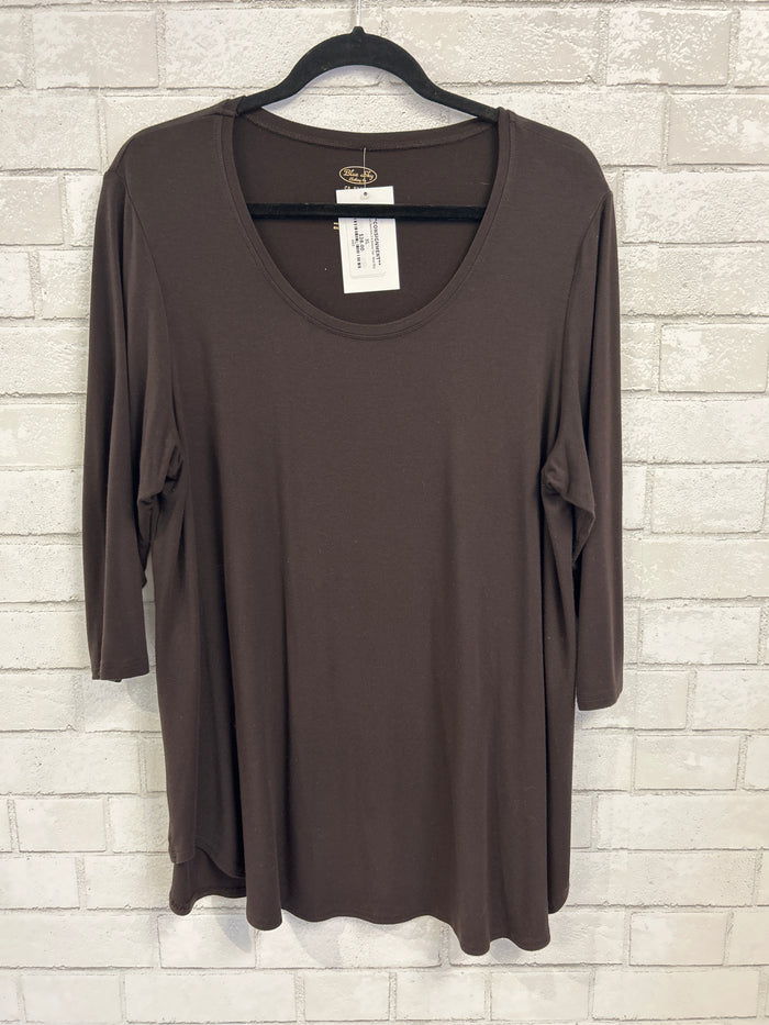 Brown Bamboo 3/4 Sleeve Tee - Blue Sky