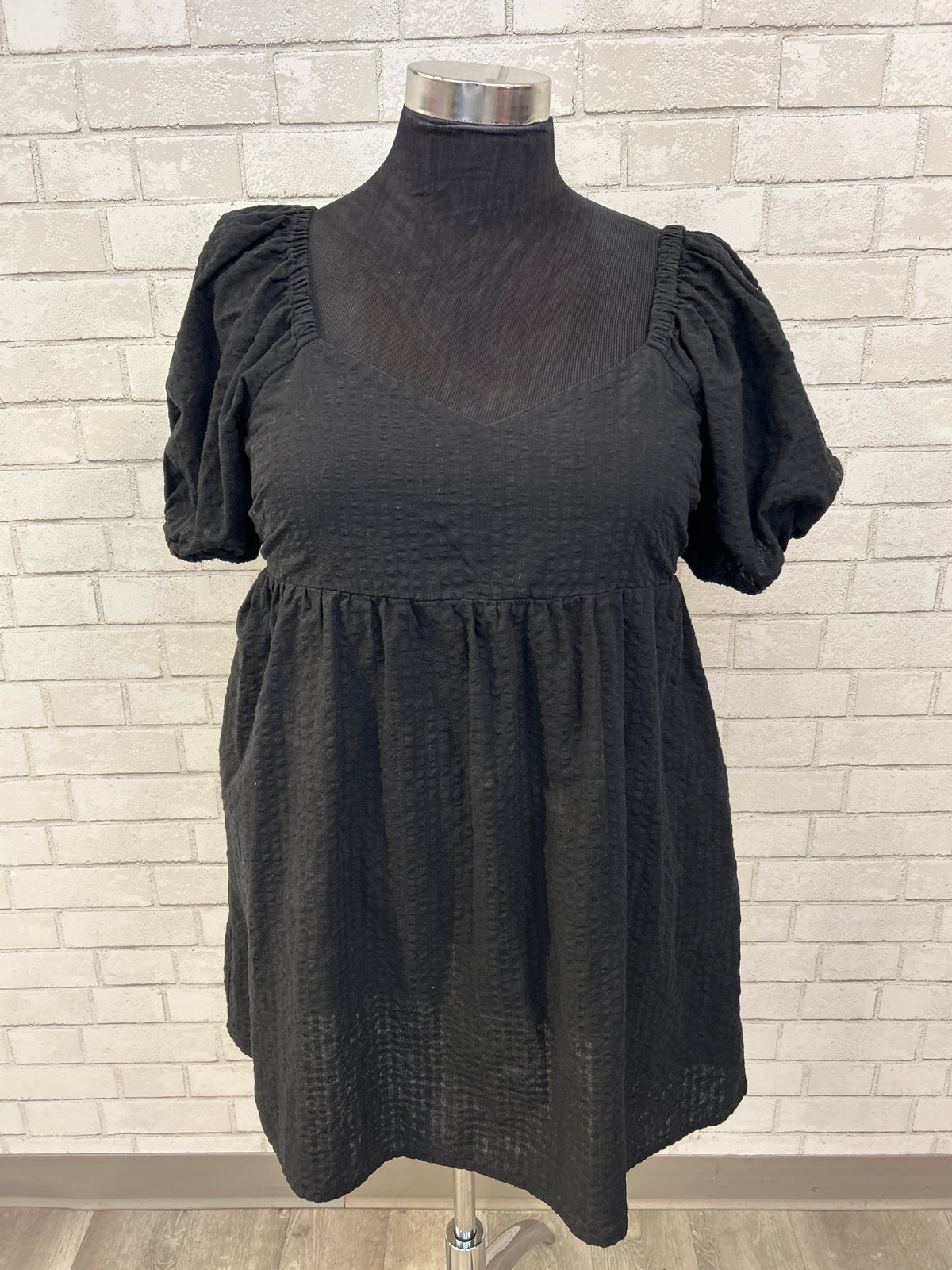 Black Babydoll Puff Sleeve Dress - Old Navy
