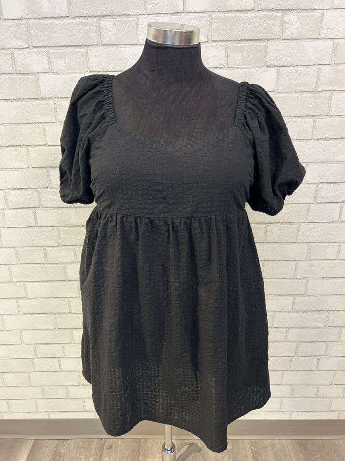 Black Babydoll Puff Sleeve Dress - Old Navy