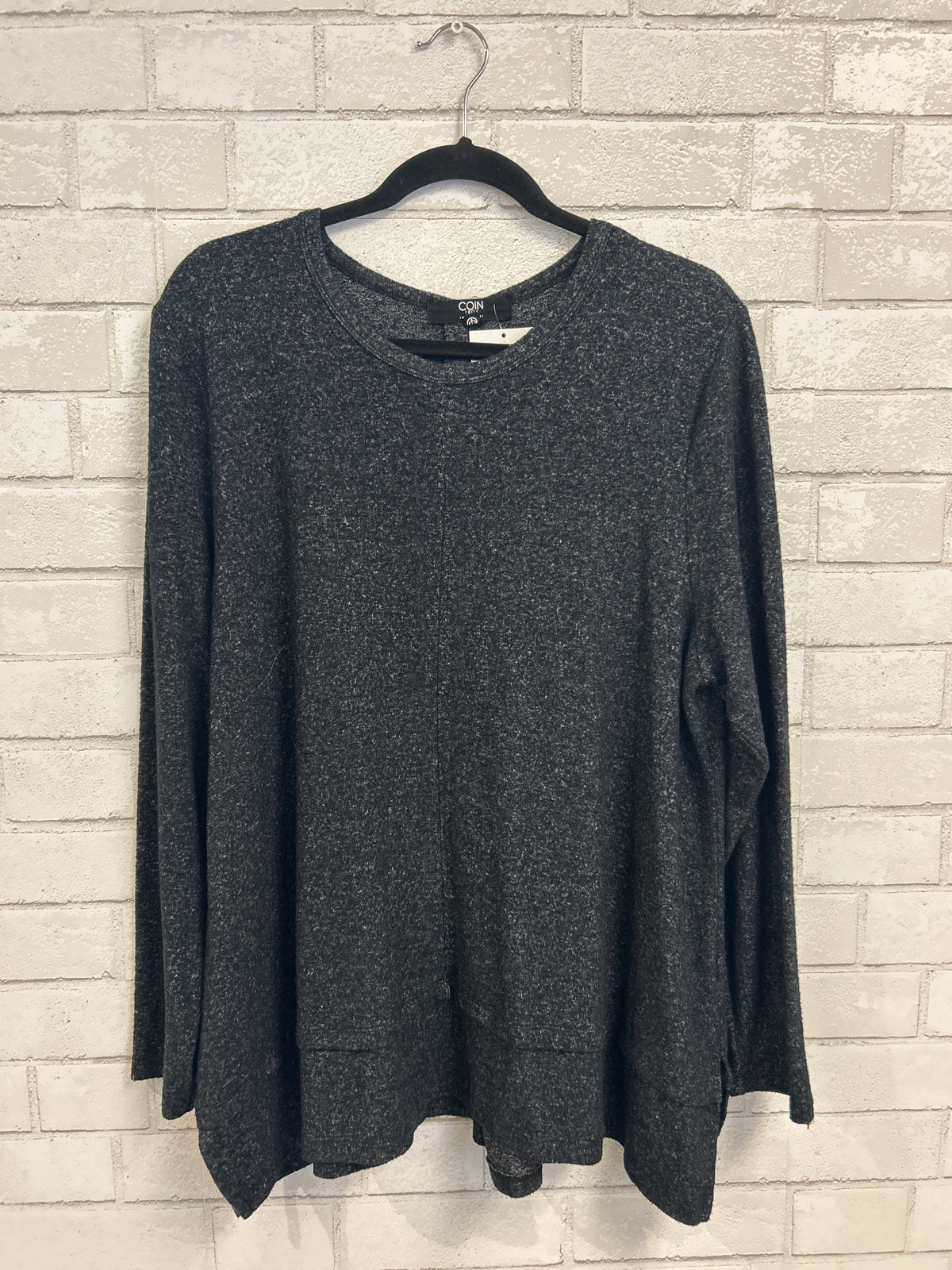 Black Speckled Button Back Top - Coin 1804