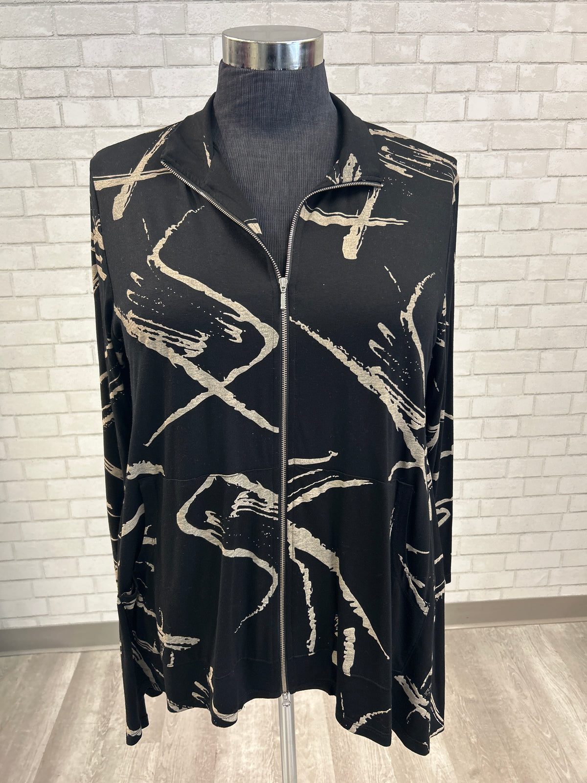 Black/Tan Slashes Zip Up - Kozan