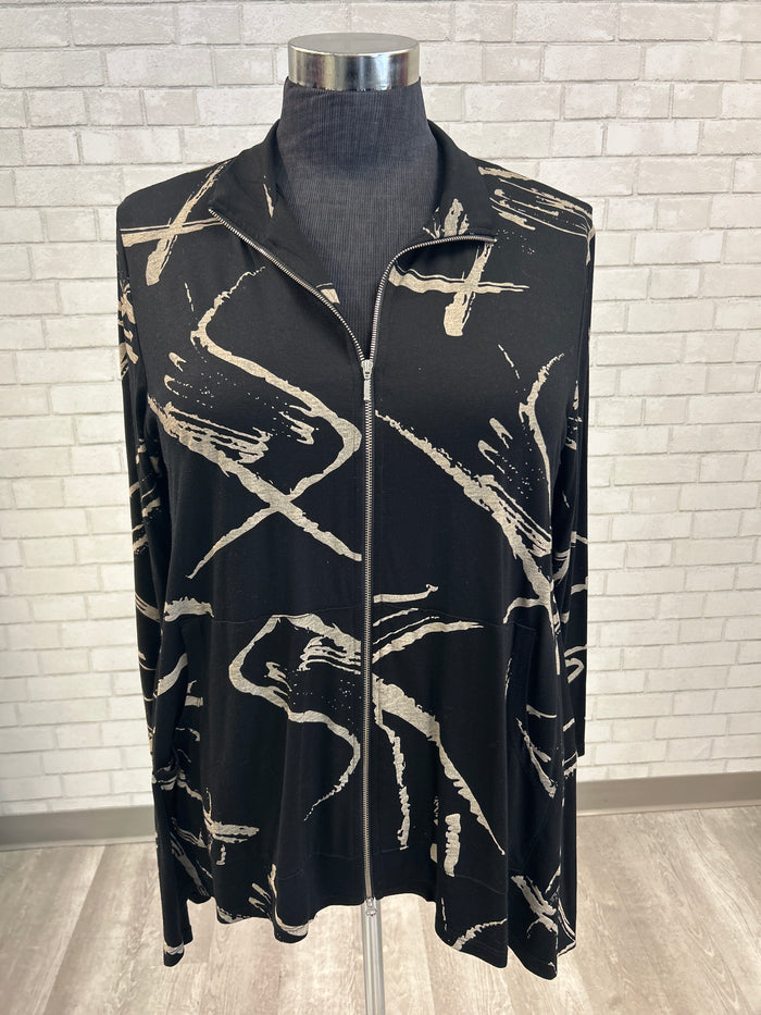 Black/Tan Slashes Zip Up - Kozan