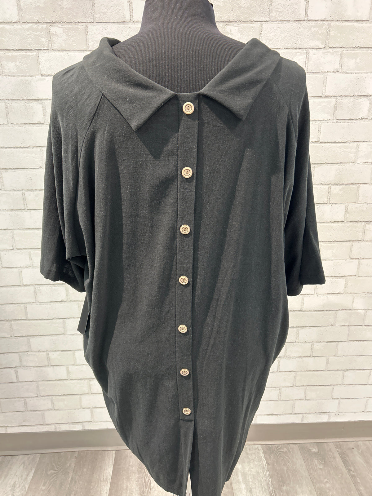 Black Button Back Tunic/Dress - Sydney