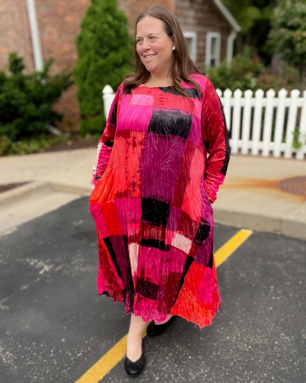 Twisted Velvet Dress | Magenta