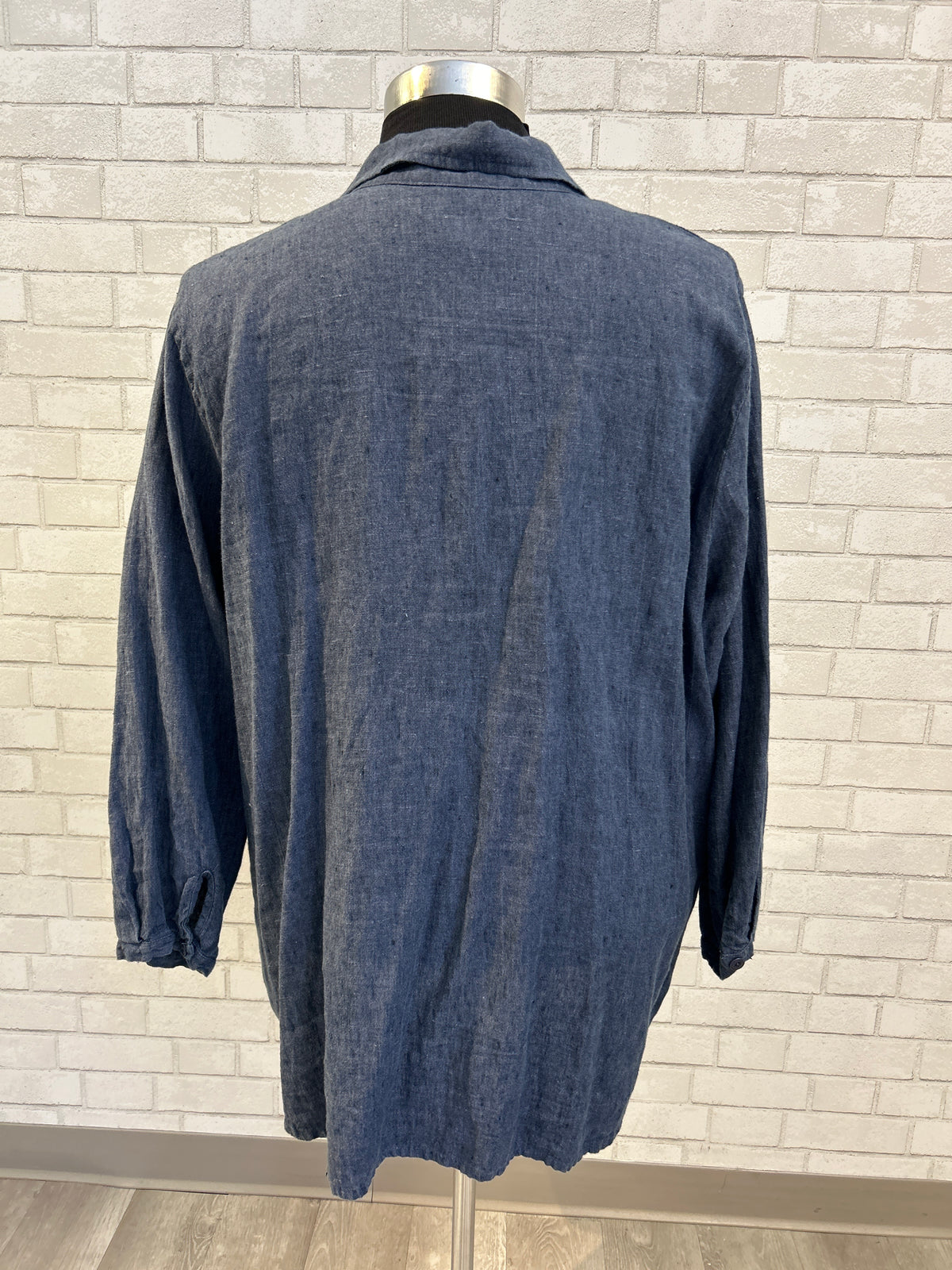 Blue Linen Button Front Top - Flax