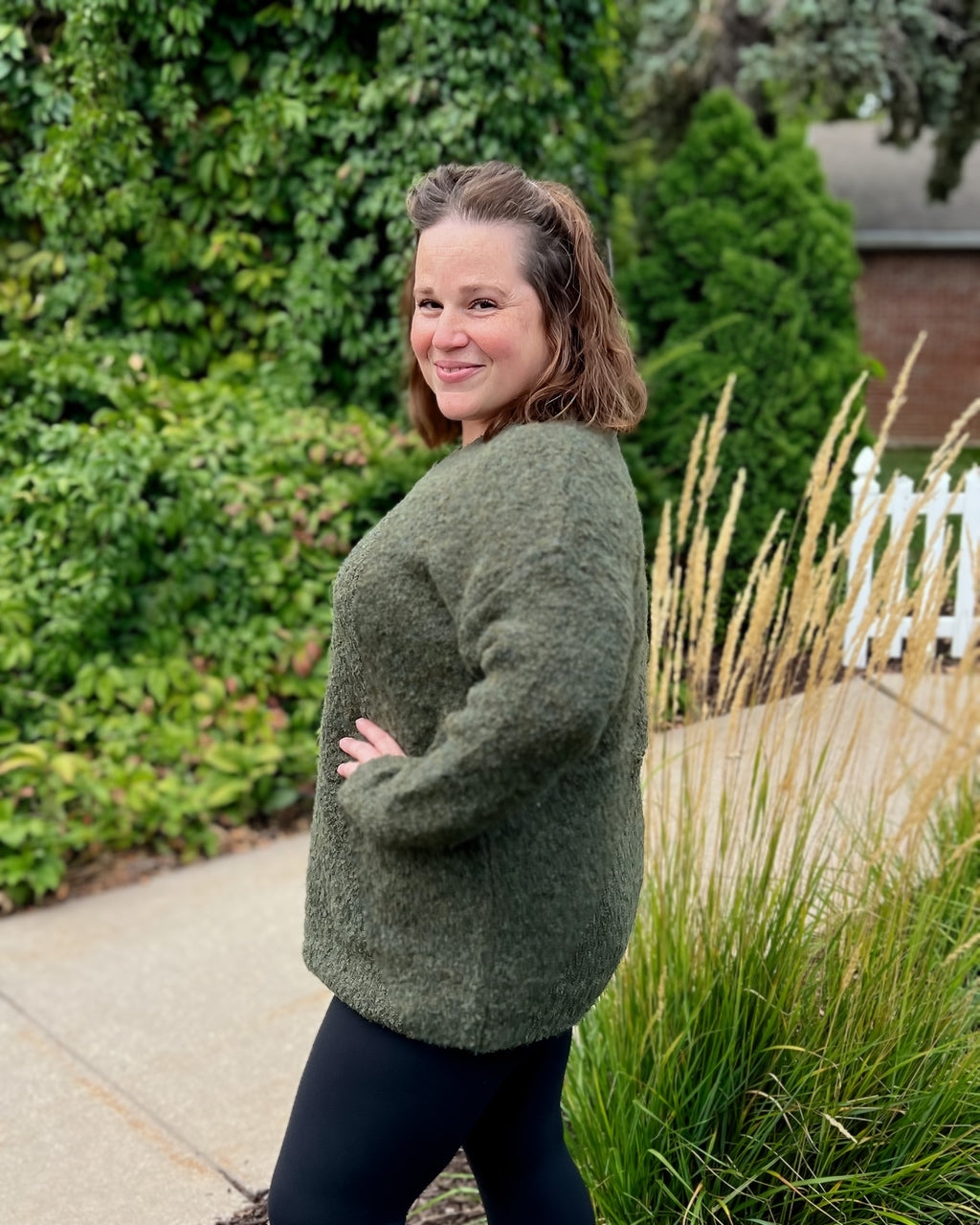 Olive Boucle Sweater