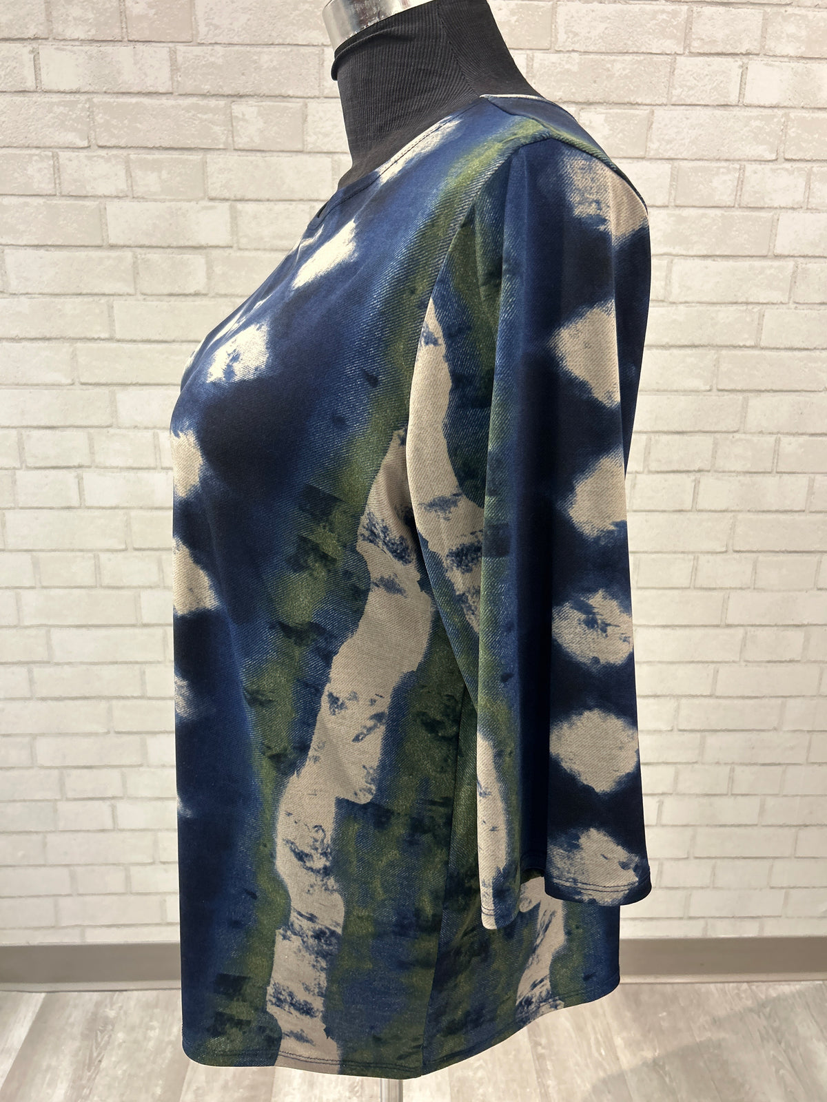 Navy/Green Printed Top - Clara Sun Woo