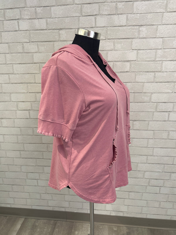 Pink Short Sleeve Hoodie - Jane & Delaney