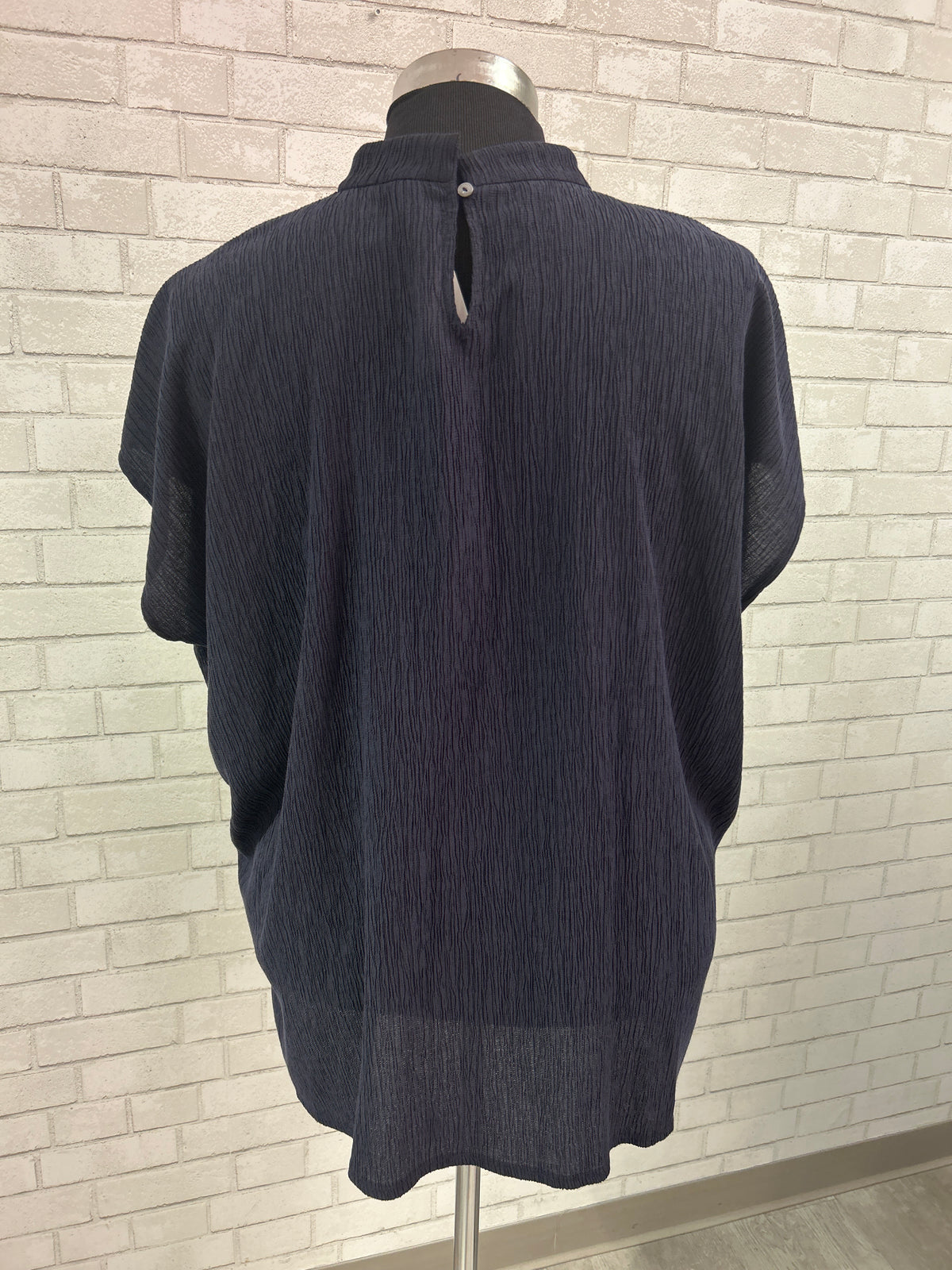 Navy Crinkle Top - Eileen Fisher
