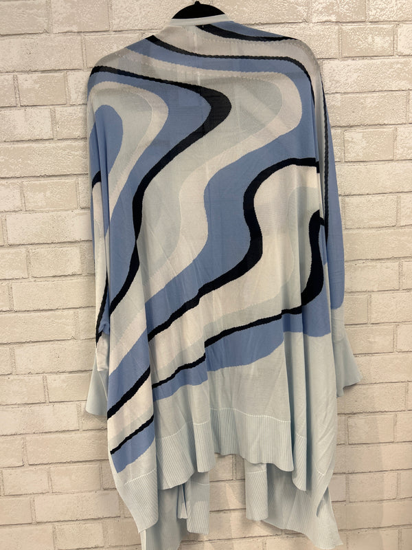 Blue/Blk/White Swirl Light Cardigan - Chicos