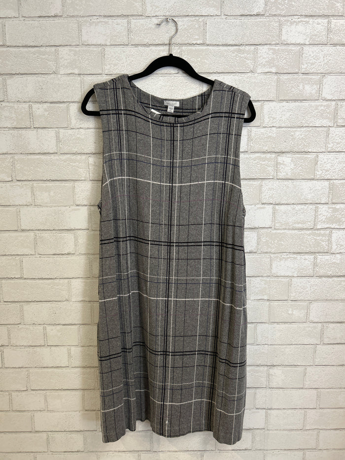 Grey Plaid Sleeveless Dress - J.Jill