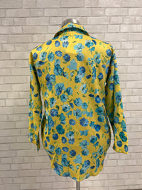 Yellow Floral 1/2 Button Blouse