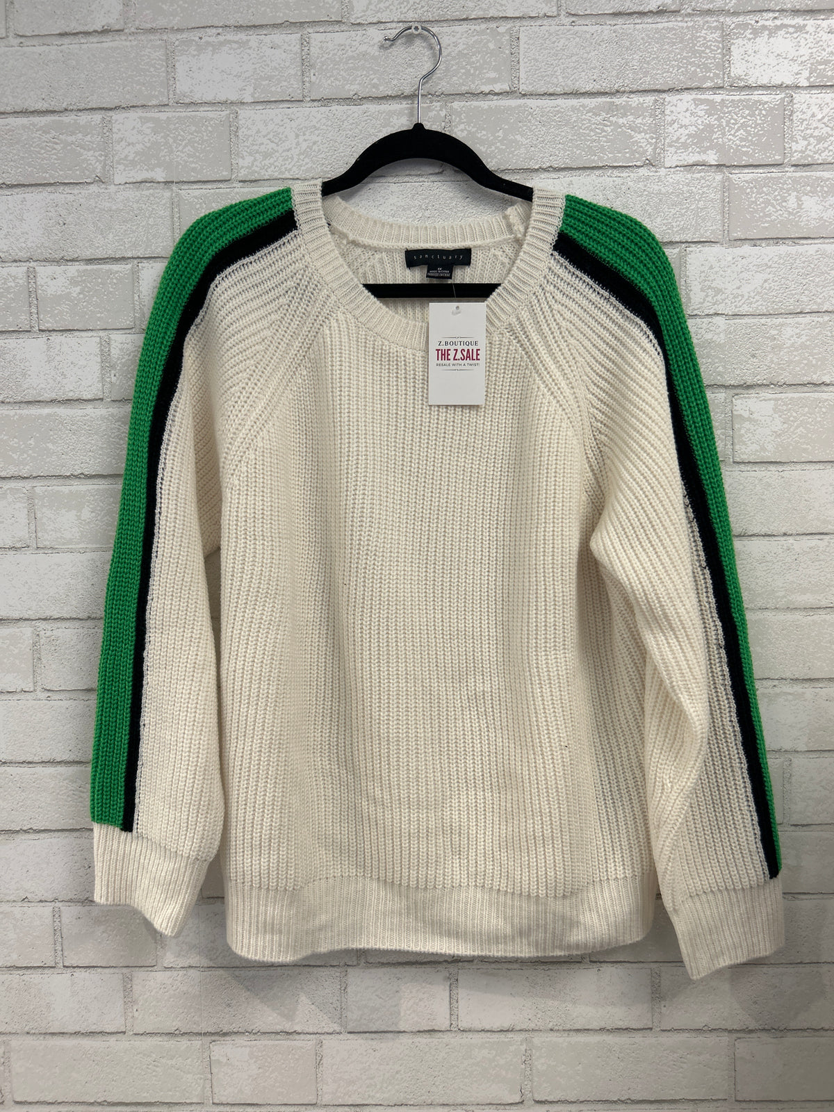 White w/ Green Stripe Sweater - Sanctuary