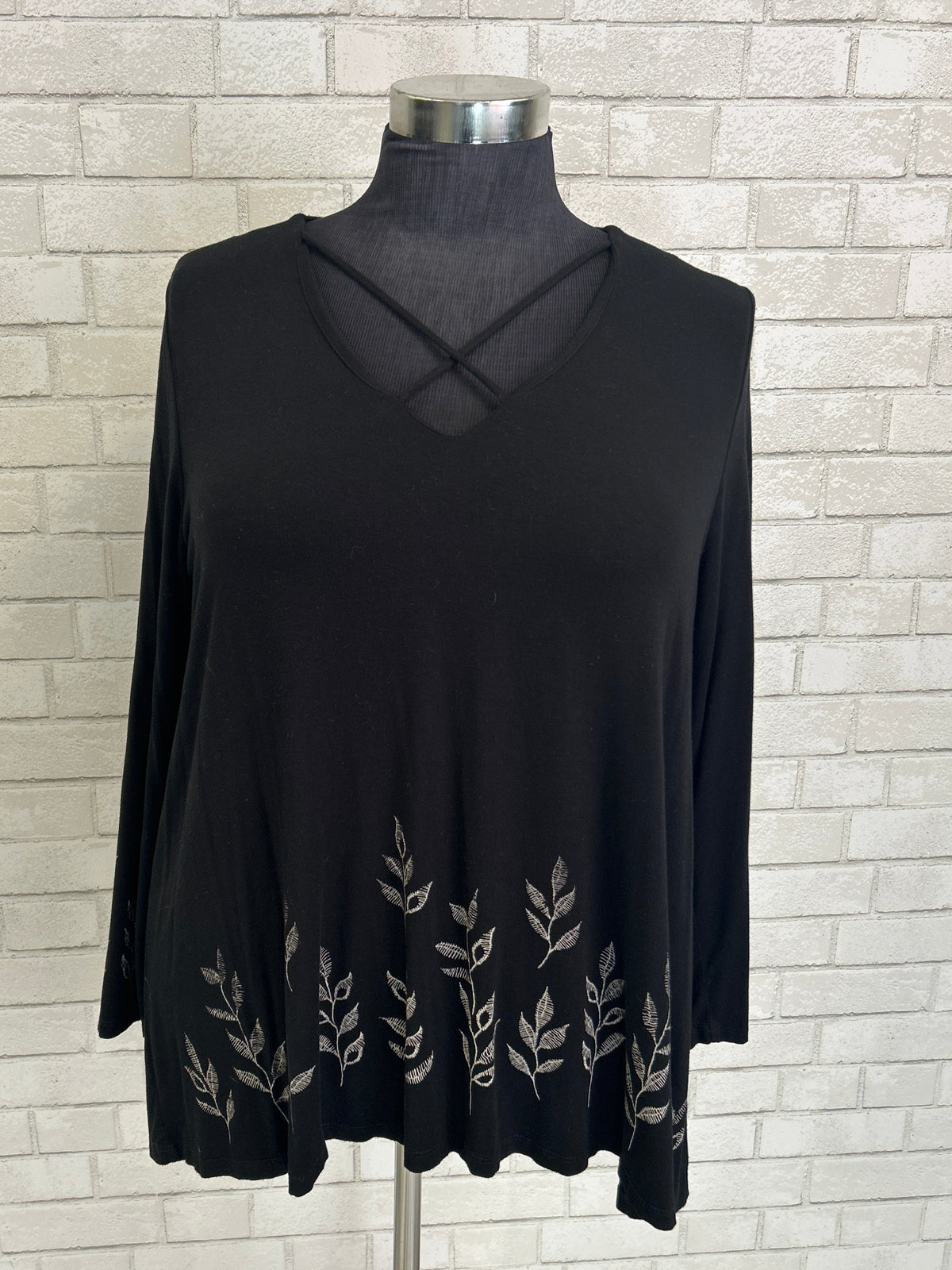 X-Cross Embroidered Top - Karen Kane