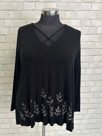 X-Cross Embroidered Top - Karen Kane