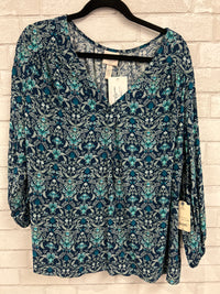 Navy Teal Floral Blouse - St Johns Bay (NWT)