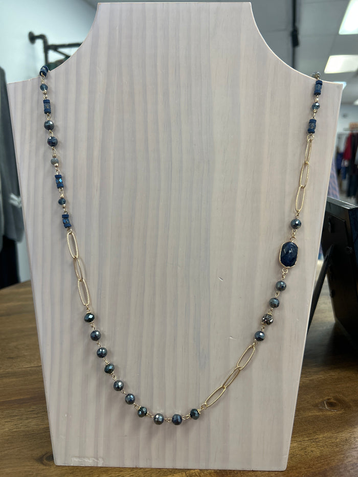 Navy/Gold Long Necklace