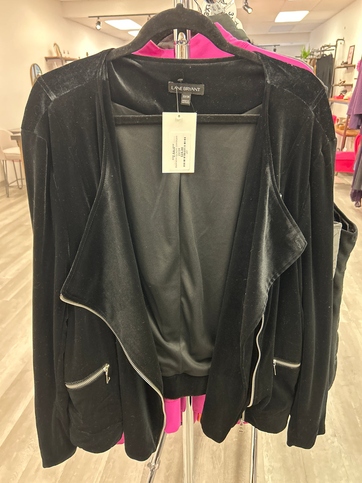 Black Velvet Zip Jacket - Lane Bryant
