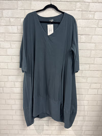 Blue Grey V-Neck T-Shirt Dress - Just Jill