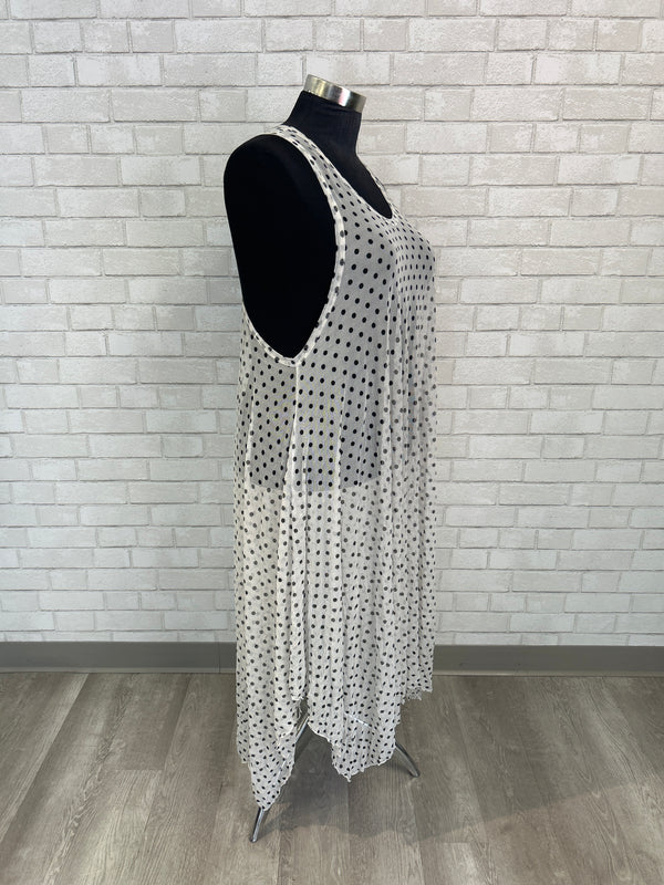 White Polka Dot Mesh Vest - Reina Lee