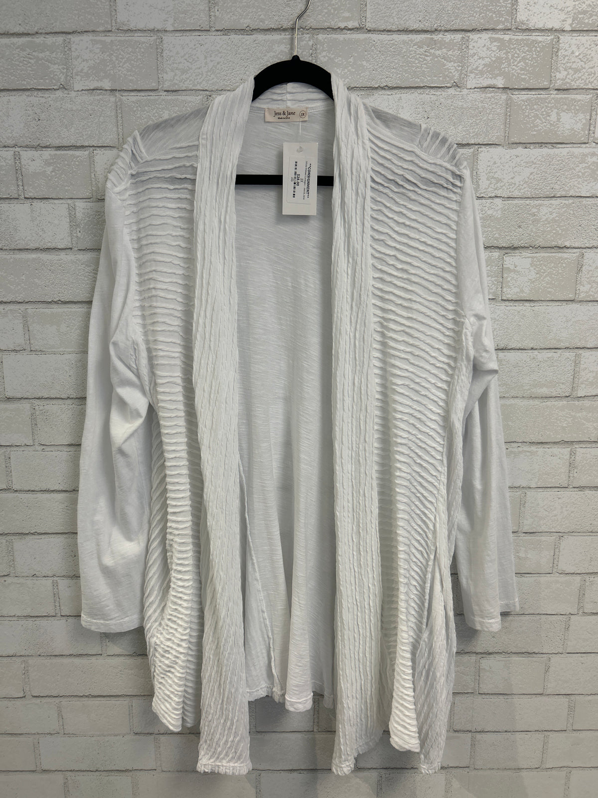 White Ribbed Cardigan - Jess & Jane