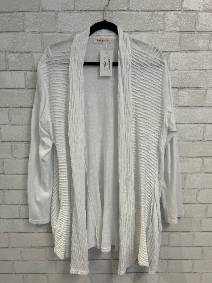 White Ribbed Cardigan - Jess & Jane
